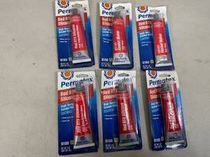 lot 61 image: 6 New Tubes of Permatex Red RTV High Temp Gasket Silicone