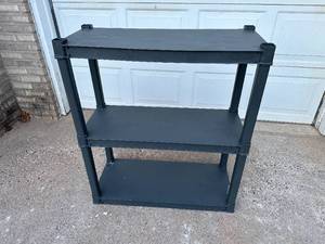 lot 48 image: 3 Tier Sterilite Square Frame Utility Shelf