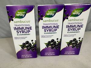 lot 113 image: 3 New Bottles of Sambucus Elderberry Immune Syrup