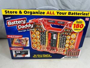 lot 123 image: New Battery Daddy Battery Storage with Tester