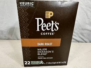 lot 130 image: New Box of 22 Peets Coffee Keurig K-Cups