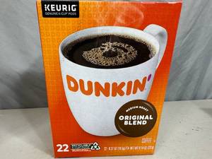 lot 132 image: New Box of 22 Dunkin Donuts Coffee Keurig K-Cups