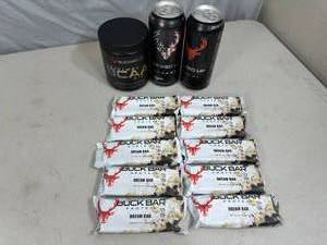 lot 152 image: New Bucked Up Energy Drinks, Amino Acids, Protein Bars