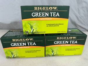 lot 188 image: 3 New Boxes of Bigelow Tea Green Tea with Peach