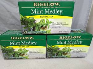 lot 189 image: 3 New Boxes of Bigelow Tea Mint Medley Herbal Tea