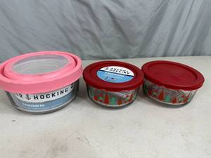 lot 237 image: 4 New Anchor Glass Food Storage Containers with Lids