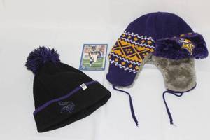 lot 119 image: Vikings Hats and Randy Moss Topps Card