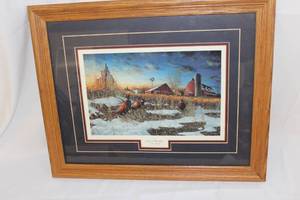 lot 125 image: Jim Hansel Harvest Rooster framed print