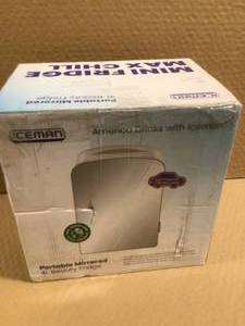 Ceman America Drinks with Iceman Portable Mirrored 4L Beauty Fridge Customer Returns See Pictures