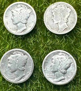 Lot of 4 Mercury Dimes