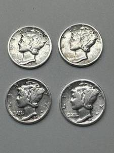 Lot of 4 Mercury Dimes