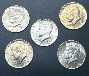 Lot of 5 Kennedy Half Dollars 40% Silver