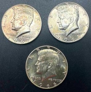 Lot of 3 Kennedy Half Dollars 40% Silver