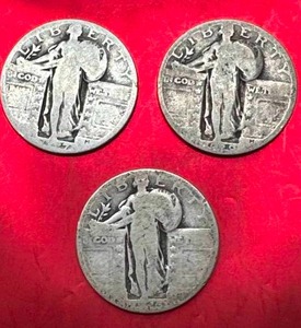 Lot of 3 Standing Liberty Quarters