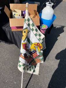 lot 20 image: Humming Bird Feeders and Bird HomeCandleFlag with Bird Houses PicturedSprayer