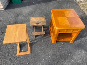 lot 53 image: Lot of Unmatched Wooden End Tables