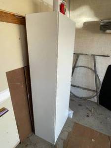 lot 73 image: White Storage Cabinet With 4 Shelves  All Contents Within Included