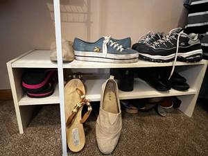 lot 243 image: Lot of Womens Shoes & Shoe Rack Sz 9
