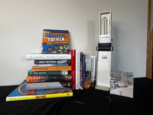 lot 258 image: Lot of Hard and Soft Cover Books and OTT-Light for Reading