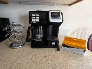 lot 325 image: Hamilton Beach Flexbrew, K-Cup Storage Unit, Keurig Water Filter Cartridges in Box