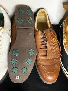 lot 104 image: Pair of Wind River Boots Sz 10, Two Pairs of Golf Shoes Sz 10.5, Pair of Clogs Sz 78 & Ankle Boots Sz 10