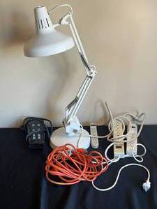 lot 111 image: Adjustable Desk Lamp, 4 Power Strips, 1 Extension Cord - all untested