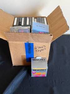 lot 152 image: Box of Various Cassette Tapes, Memorex Anti Static Cleaning Towels