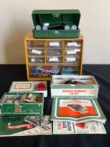 lot 159 image: VTG Singer Sewing Attachments and Accessories, Sewing StorageOrganizer with Misc. Supplies