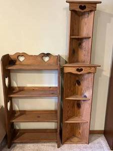 lot 193 image: Wood Media Shelf and Wood Corner Display Shelf with Heart Design
