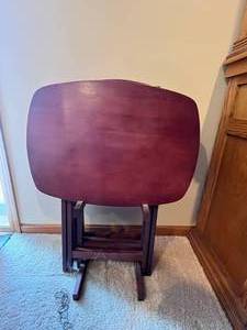 lot 198 image: Set of 3 Wooden TV Tables with Storage Rack