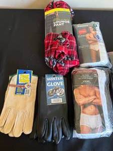 lot 214 image: Mens Under Garments, Lounge Pants and Shop Gloves - all clothes Mens XL
