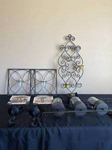 lot 221 image: Wall Art and Wall Candle Holders