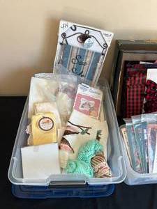 lot 364 image: Variety of Fabrics, Trims, Sewing Patterns and Misc. Supplies