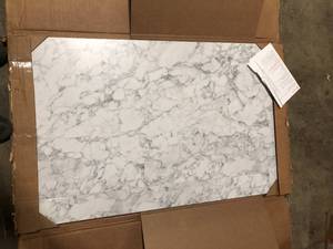 THINSCAPE 6 ft. L x 25 in. D Engineered Composite Countertop in Volakas Marble with Satin Finish   Customer Returns See Pictures