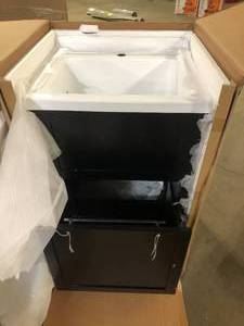 Home Decorators Collection Eleni All-In-One Kit 24 in. x 22 in. x 37.8 in. Acrylic Utility Sink with Spring Neck Faucet and Cabinet in Espresso    Customer Returns See Pictures