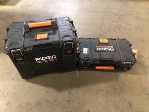 Lot of Assorted Ridgid Tool Boxes Various Sizes and Conditions  Customer Returns See Pictures