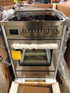 Bravo KITCHEN 24 in. 4-Element Electric Range with Broil, Pizza and Convection in Stainless Steel  Customer Returns See Pictures