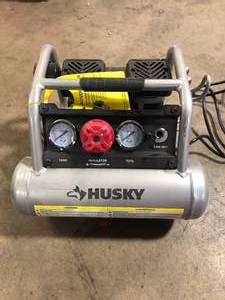 Husky 1 Gal. Portable Electric-Powered Silent Air Compressor Customer Returns See Pictures