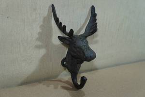 lot 41 image: Rustic Cast Iron Moose Towel Hook