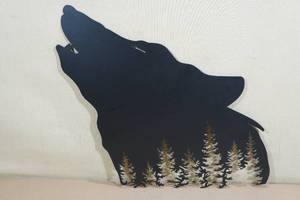 lot 57 image: Laser Cut Steel Wolf Wall Art