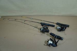 lot 80 image: 3 Ice Fishing Poles -24 Ice Buster, 26 Frabill