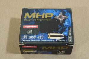 lot 116 image: 20 Norma .45 Auto 175 Gr MHP Ammo