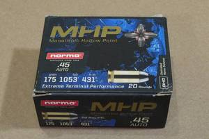 lot 117 image: 20 Norma .45 Auto 175 Gr MHP Ammo