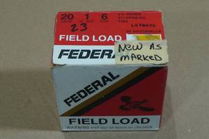 lot 143 image: 23 Federal 20 Gauge Field Load 2-34 6 Shot Shotshells