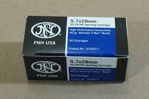 lot 117A image: 50 FNH 5.7 x 28mm 40 Gr Hornady V-Max Ammo