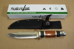 lot 12 image: Survivor Camping Knife with Sheath