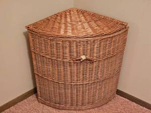 lot 300 image: Wicker Corner Laundry Basket (Quantity Two)