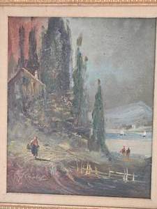 lot 9 image: Vintage Original Oil Landscape from Artist G. Chiabert