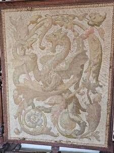 lot 6A image: Orante French Provincial Dragon Tapestry Hearth Screen