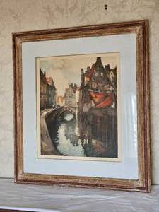 lot 10 image: Large Original Etching of Red Roofs by Van Santen